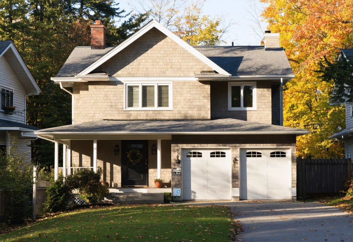 A large family home with a granny flat or extended wing visible at the side